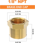 GASHER 1/8"NPT Brass Pipe Cap, NPT Female Thread Socket Pipe End Cap Plugs Fitting 15PCS