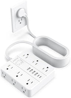 20FT Surge Protector Power Strip,12 AC Outlets with 6 USB Ports (2 USB-C), Flat Plug Extension Cord with Multiple Outlets, Wall Mount for Home Office,Dorm, White