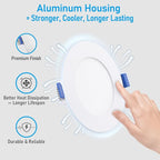 TORCHSTAR Basic Series 12-Pack 4 Inch Ultra-Thin LED Recessed Lighting with Junction Box, Aluminum, 2700K Soft White, 5%-100% Dimmable Slim Recessed Downlight, 10W 650LM, ETL and Energy Star