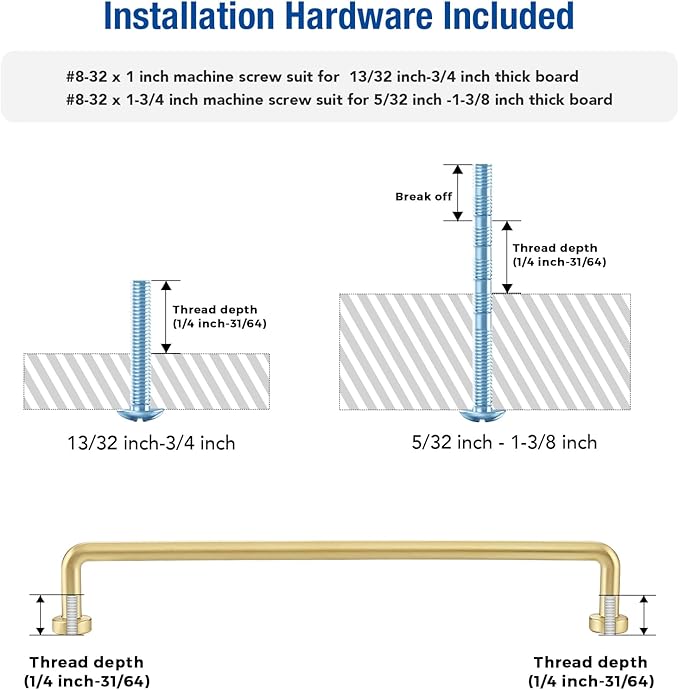 JOY DECOR Cabinet Pulls – 7-1/2 Inch Hole Center, Brushed Brass, 10 Pack, Zinc Alloy Cabinet Handles for Drawers & Cupboard – Vintage Style Hardware for Kitchen, Bathroom, Dresser, Furniture Makeover