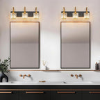 Modern Bathroom Vanity Light, 3-Light Black Gold Wall Sconce with Crystal Accents, Over Mirror Bathroom Lighting Fixture, 23.62" Long Dimmable Vanity Lamp for Makeup, Easy Installation