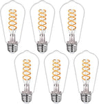 40W Dimmable LED Edison Bulbs, E26 Base Vintage Light Bulbs - Warm 2700K Filament Edison Light Bulbs for Chandeliers, Pendants & Lamps (6-Pack)
