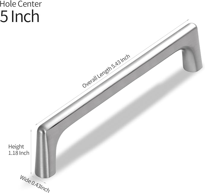 30 Pack 5 Inch(128mm) Hole Center Modern Brushed Satin Nickel Cabinet Pull Handle Timeless Vanity Drawer Pull Handle Classic Cabinet Hardware for Kitchen Bathroom, Screws Included, Nickel-B(5x30)
