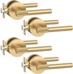 Asidrama 4 Pack Champagne Bronze Privacy Door Handles, Door Lever with Door Knobs Indoor for Bedroom or Bathroom, Heavy Duty Door Handles Interior with Locks for Left Right Sided Doors