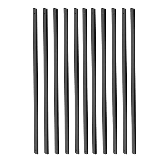 25 Pack Rectangle Staircase Balusters, 36" Black Metal Deck Spindle and Stairs Railing, Hollow Rectangle Deck Balusters for Porch Railing