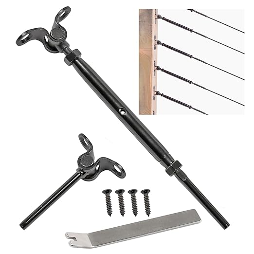 10-Pack Cable Railing Kit T316 Stainless Steel Adjustable Angle Cable Railing Hardware for Wood Posts, Black