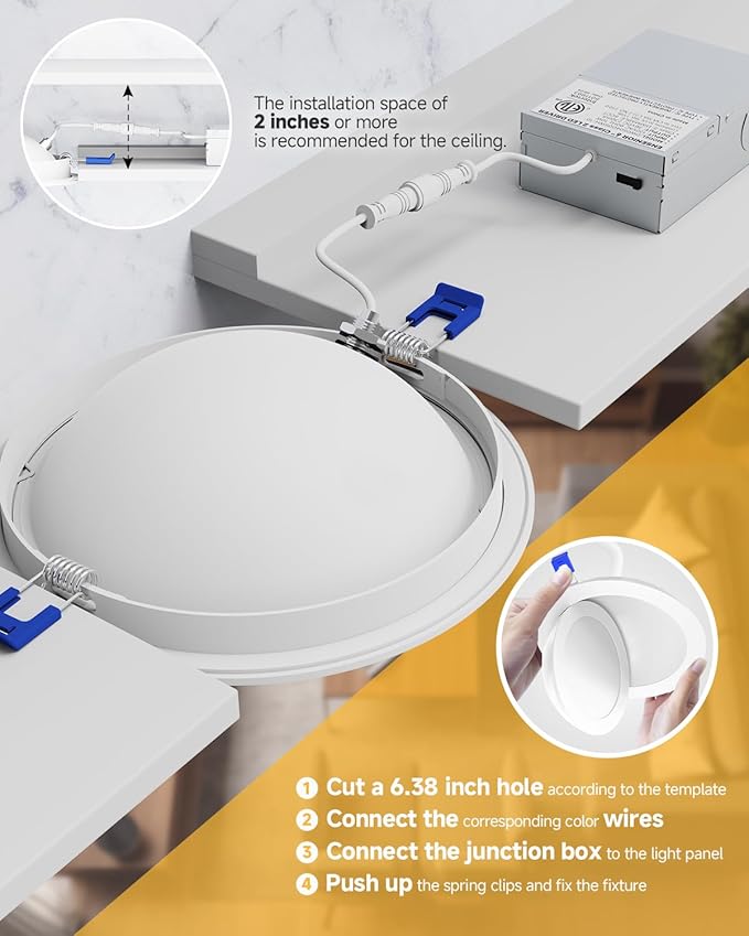 Ensenior 12 Pack 6 inch LED Eyeball Recessed Lighting, 360°+90° Rotatable and 2700K-5000K Selectable, Dimmable Gimbal Recessed Lights, Canless Angled Adjustable Ceiling Downlight, 1300LM, 13W=115W-FCC