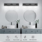 Aipsun Black Vanity Light for Bathroom 3 Light Farmhouse Bathroom Lights Fixtures Over Mirror with Clear Glass Shade(Exclude Bulb)