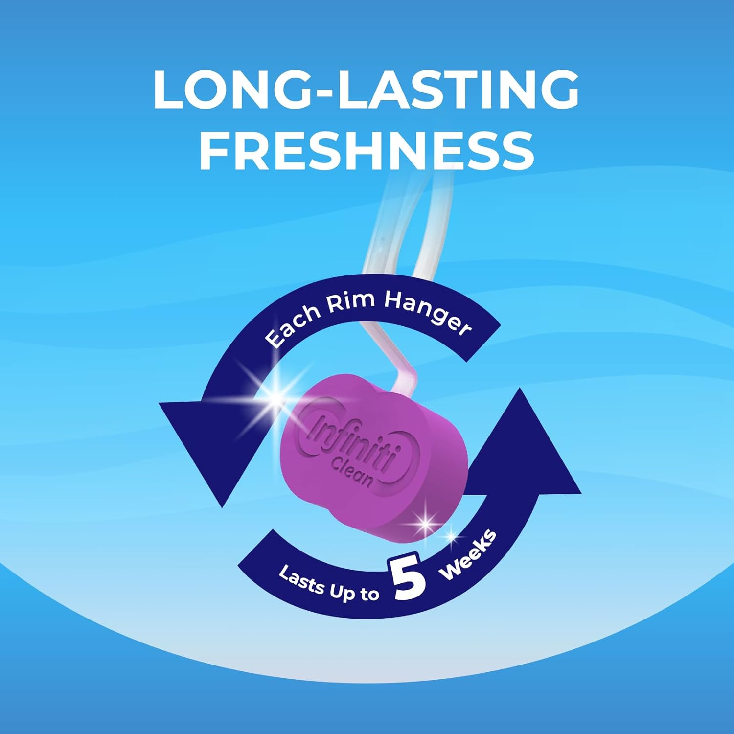 Toilet Bowl Cleaner Rim Hanger, 6 Count Toilet Bowl Deodorizer, Cleans and Freshens Toilet Bowl, Lavender Scent - 7 Month