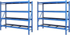 Heavy Duty Member Mark 4-Shelf Industrial Storage Rack, 77" W x 24" D x 72" H (Blue, 2 Pack)