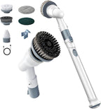 Electric Spin Scrubber,Wire Brush,Waterproof Spin Scrubber with Long Handle, Powerful Motor Cordless Cleaning Brush, Grill Cleaning Brush with Multiple Heads for Sink, Stove, Cabinets, and Kitchen