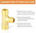 GASHER 5PCS Brass 3 Way Pipe Fitting Male Branch Tee T Adapter 1/4" NPT Female x 1/4" NPT Male x 1/4" NPT Female