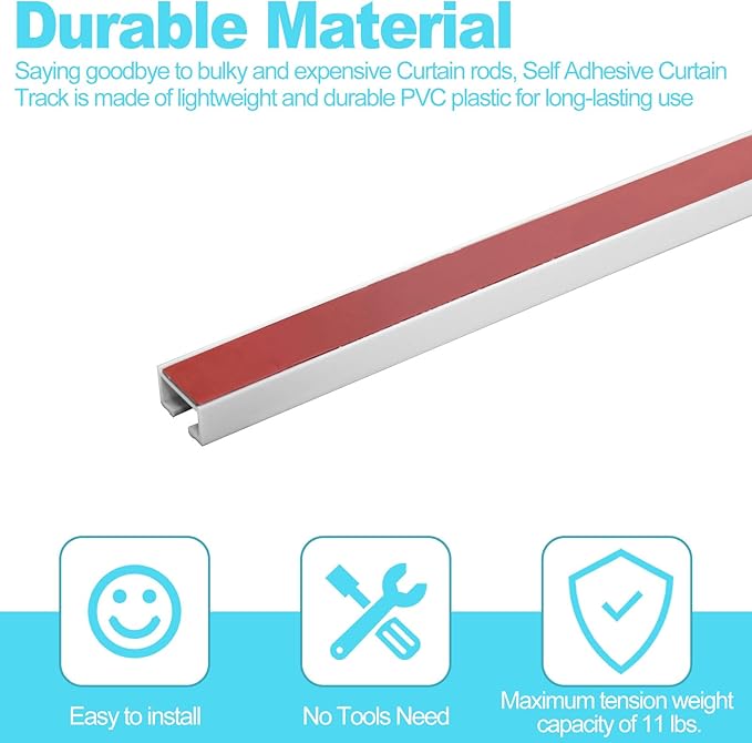 32Inch Adhesive Curtain Track, Self-Adhesive Ceiling Mount Wall Mount Track