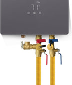 CAMPLUX 3/4 Inch IPS Isolator Tankless Water Heater Service Valve Kit, with Pressure Relief Valve, Clean Brass Construction