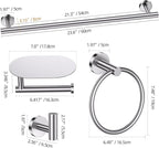 TURS Brushed 5 Piece Bathroom Hardware Set, SUS304 Stainless Steel Bath Towel Bar Set, Bathroom Towel Rack Set Wall Mounted