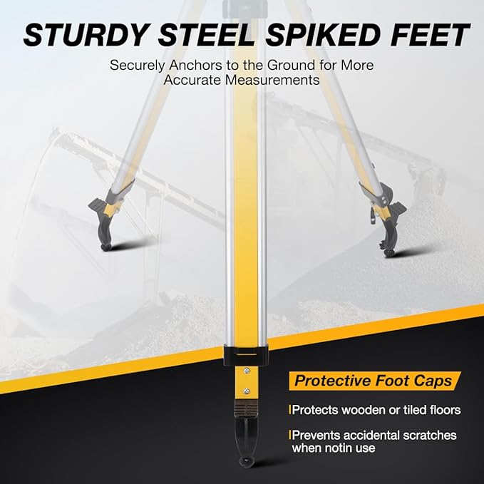 Elevator Tripod for Laser Level, 43.3-106.29 inch Height Adjustment Heavy Duty Survey Tripod, with Level Bubble & Diffusion Limiter, Liftable Non-Skid Feet for Construction