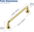 JOY DECOR Cabinet Pulls – 3-3/4 Inch Hole Center, Polished Brass, 2 Pack, Zinc Alloy Cabinet Handles for Drawers & Cupboard – Vintage Style Hardware for Kitchen, Bathroom, Dresser, Furniture Makeover