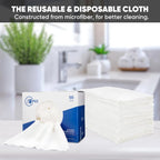 Microfiber Rags in A Box (50 Count) - Mwipes - 10" x 12" Reusable Wipes for Cleaning - Edgeless Terry Towels, Shop Rags, Wash, Dust, Disposable, House, Small Cleaning Cloths (White)