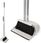 54" Long Handled Broom and Dustpan Set - Perfect Dust Pan and Brush Combo for Efficient Cleaning, Brown and White