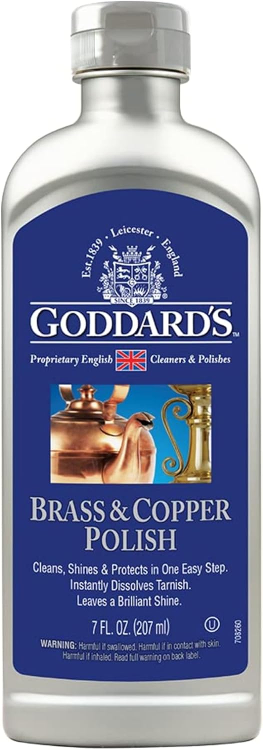 Goddard's Copper & Brass Polish, Copper Cleaner & Brass Cleaner for Long-Lasting Shine, Metal Polish for Pewter, Chrome & More, Metal Polishing Compound (7oz)