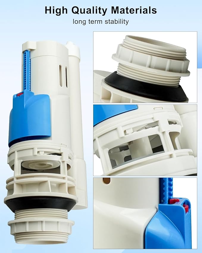 2-Inch Toilet Flush Valves, Dual Flush Valve Toilet Repair Kit Compatible with Two Piece Toilets Top Push Button Valve, 8" Height