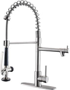 Fapully Kitchen Faucet with Pull Down Sprayer,Commercial Kitchen Sink Faucet with Deck Plate,Brushed Nickel