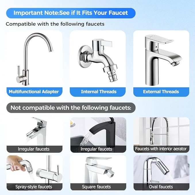 Universal Sink Faucet 1440° Rotatable Faucet Aerator Extension, U Shaped Faucet Extender Adjustable Robotic Arm 2 Spray Modes for Kitchen & Bathroom (1)