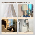 PoKat 20.25" Rustic Table Lamp Set of 2 for Bedroom Living Room Vintage Retro Traditional Nightstand Bedside Lamps Kids Room Study Room Office with Linen Shade, Suitable for Small Place