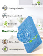 Cellulose Sponges Kitchen, for Washing Dishes, in Bulk, 24 Pack (3 Count x 8 Individually Wrapped + 2 Free Scouring Pads), 100% Natural Biodegradable