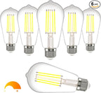 Kawaya E26 LED Edison Bulbs: 8W Equivalent 80W Dimmable LED Bulbs - Vintage ST58 4000k ‎Neutral White - 800 Lumens High Brightness Filament Bulbs with 90+ CRI - Clear Glass, 6 Pack