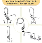 Pre Rinse Hose with Sprayer Valve, 38 Inch Commercial Dish Spray Hose with Spray Head for Commercial Restaurant Kitchen Faucet -Black