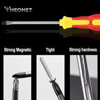 Magnetic Screwdriver Sets 6 PCS,Screwdriver Set with Small Box,Flat Head Phillips Screwdriver, Non-Slip Cushion Grip for Repair Home Improvement,Red & Yellow