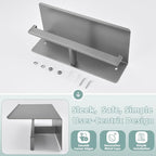 APLusee Gunmetal Gray Double Toilet Paper Holder with Shelf, 304 Stainless Steel Bathroom Tissue Roll Holder, Wall Mounted Paper Dispenser for Bathroom Kitchen, Fits Mega Rolls