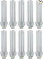 Sunlite Compact Fluorescent PLD 4-Pin Double U-Shaped Twin Tube, 18 Watts, 120 Volts, 1080 Lumens, 5000K Daylight, 4-Pin G24q2 Base, 10 Pack