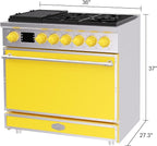 Akicon 36" Freestanding Gas Cooktop Oven Combo, Features 6 Sealed Burners, 5.2 Cu.ft Rapid Convection Oven, Convertible Fuel (NG/LP), Durable Cast Iron Grating (LCSLCSB3)