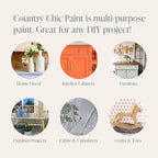 Country Chic All-in-One Chalk Paint for Furniture, Cabinets, Home Decor, Eco-Friendly, Matte Finish, Built-In Primer & Top Coat for Wood, Metal - Cheesecake (Off White) - Pint 16 oz (475 ml)