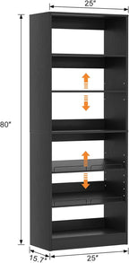 Unikito Closet System, 25 Inch Freestanding Closets Shoe Organizer, Standalone Wood Shoe Shelves, Heavy Duty Walk in Closet Tower for Bedroom, Mudroom and Entryway, 25" W x 16" D x 80" H, Black