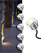 MALORY Recessed LED Deck Light 6Pack, 3W 4000K12V Low Voltage Landscape Lighting, Outdoor Step Stair Lights, Full 304 Stainless Steel Deck Lighting for Outside Floor Yard (SG06, 6-Pack 4000K)