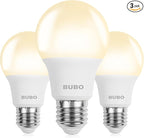 BUBO A19 LED Light Bulbs, 60 Watt Equivalent LED Bulbs, Warm White 3000K, 800 Lumens, E26 Standard Base, Non-Dimmable, 8W Warm White LED Bulbs for Bedroom Living Room Home Office, 3 Pack