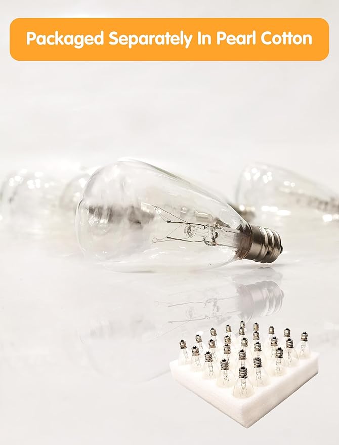 25-Pack ST35 Light Bulbs Replacement Edison Clear Bulbs -5 Watts C7/E12 Screw Base for Indoor/Outdoor Patio String Lights