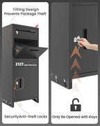 Package Delivery Boxes for Outdoor, Parcel Drop Boxes for Outside with Anti-Theft Design,Parcel Mailbox is Weatherproof, Rustproof,Suitable for Home/Office/Shop Need to be Installed(14.5*17.5*43 in)
