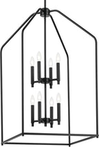 Kichler Madden 36" 8 Light Foyer Pendant in Black, Soft Modern Fixture, for Small Kitchen, Coffee Table, Office, Bedroom, Foyer, (36" x 20"), 52723BK