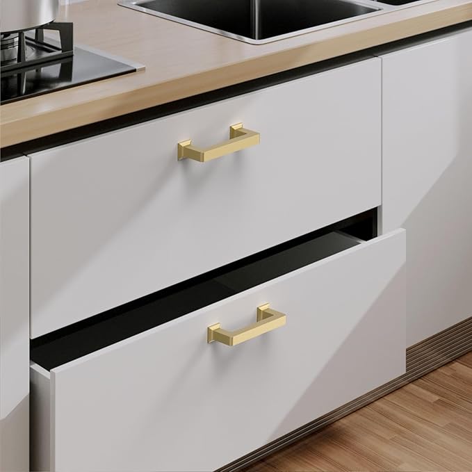 6 Pack Gold Cabinet Handles - 3 Inch Pulls for Cabinets