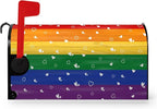 Rainbow Pride Mailbox Cover Magnetic Large Size Gay Pride Mailbox Post Covers Heart Love LGBT Asexual LGBTQ Mailbox Wraps Oversized Mailbox Decor for Outside Garden Yard 25.5x21 Inch