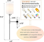 Modern Wall Sconce Set of 2 White Cylinder Glass Shades Mid Century Bathroom Vanity Wall Light Fixtures Industrial Wall Lamp for Bedroom Mirror Living Room Restaurant(Chrome Color)