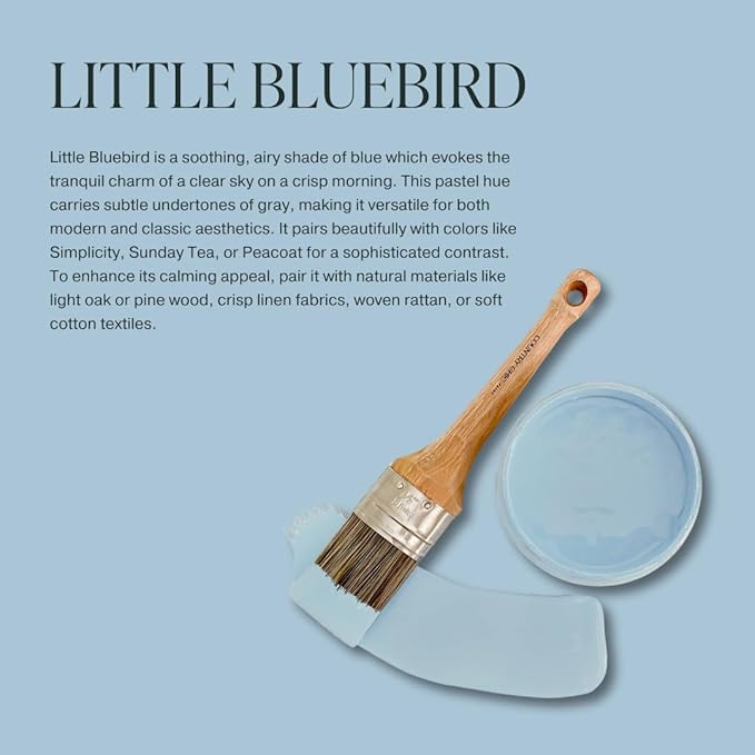 Country Chic All-in-One Chalk Paint for Furniture, Cabinets, Home Decor, Crafts, Eco-Friendly, Matte Finish, Built-In Primer & Top Coat for Wood, Metal - Little Bluebird (blue) Pint (16 oz)