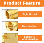 GASHER 2PCS Brass Tee Pipe Fittings, 1/2" NPT Female x 1/2" NPT Female x 1/2" NPT Male Pipe Fittings, Male Run Tee
