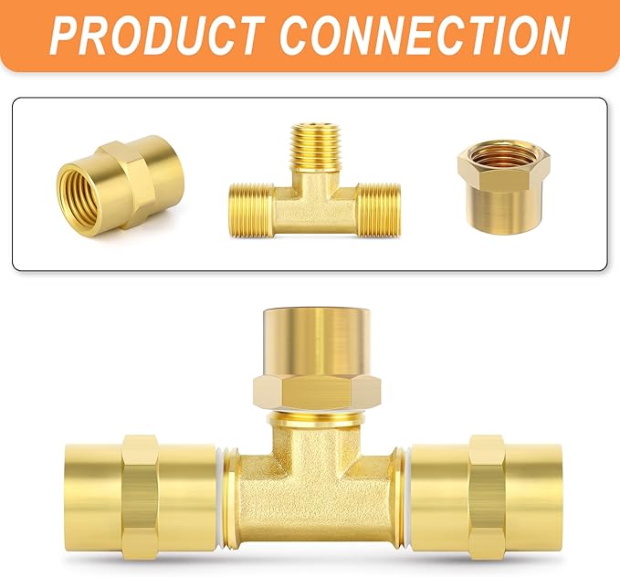 GASHER 1/8"NPT Brass Pipe Cap, NPT Female Thread Socket Pipe End Cap Plugs Fitting 10PCS