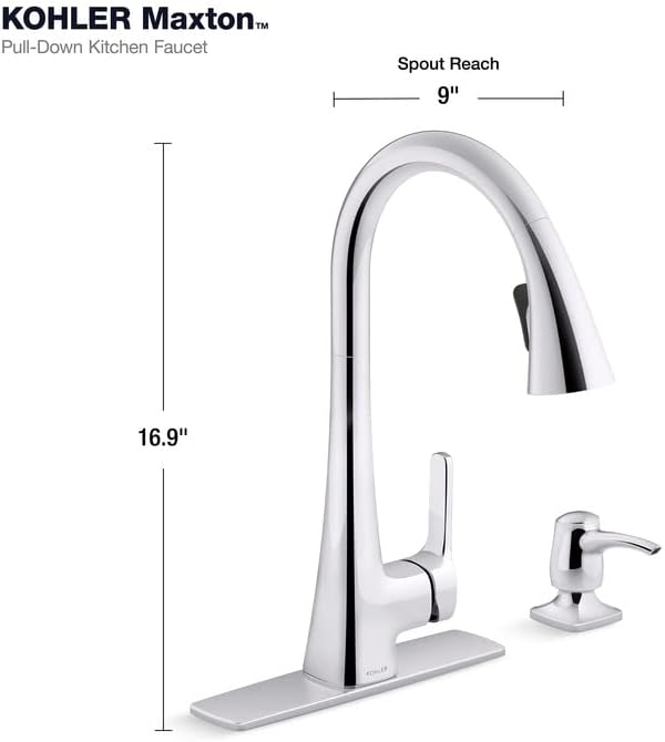 KOHLER R26281-SD-BL Maxton Touchless Pull-Down Kitchen Faucet with soap/Lotion Dispenser, Matte Black