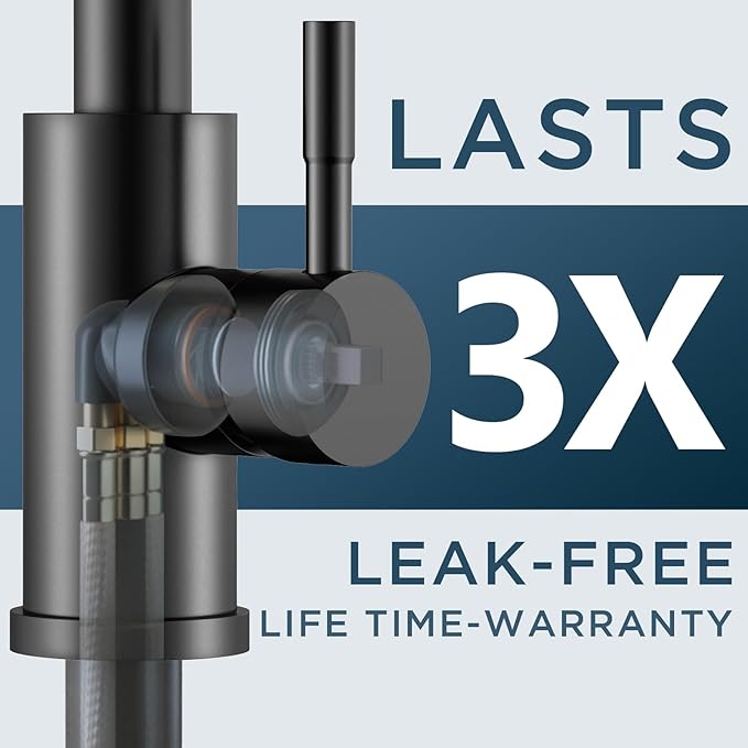 FORIOUS Black LED Kitchen Faucet with Pull Down Sprayer, High Arc Single Handle Modern Stainless Steel Sink Faucet with Temperature Digital Display, Suitable for Farmhouse Camper Rv Bar